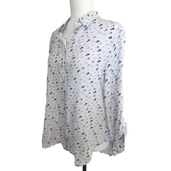 NWT JANE & DELANCEY Long Sleeve Top Blouse Size Small Tab Sleeves Hearts Pattern - Picture 4 of 7
